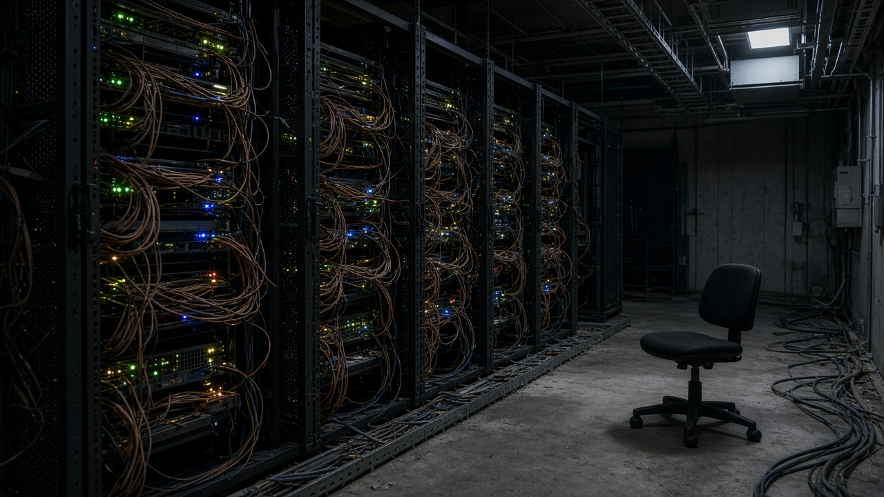 Racks and cold lights in a data center